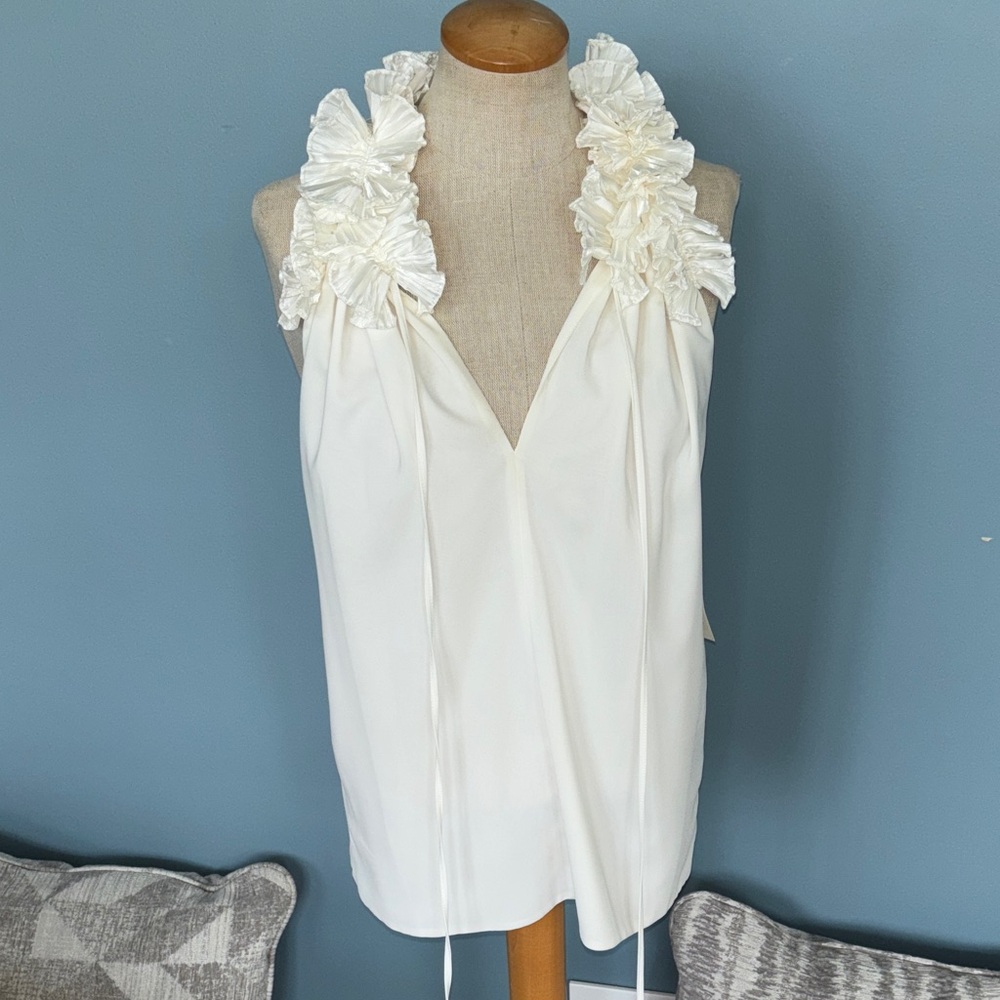 NWT Robbi & Nikki size small ivory ruffle top